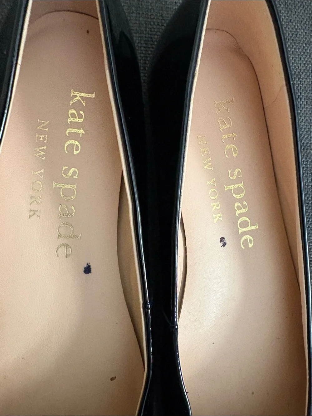 Black Patent Leather Kate Spade Kiersten Flats with Bow Size Size 8 Used